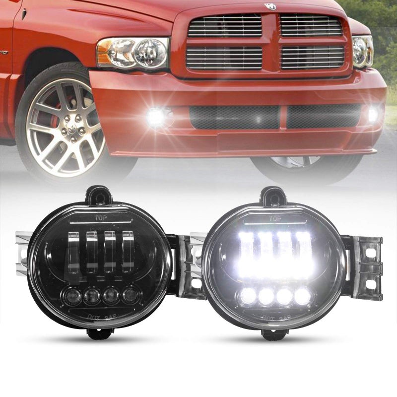 BUNKER INDUST Dodge Ram LED Fog Lights with Daytime Running Lights Set,1 Pair Clear Lens Fog Bumper Lamps Replacement for 2003 2004 2005 2006 2007 2008 Dodge Ram 1500 2500 3500 - Image 1